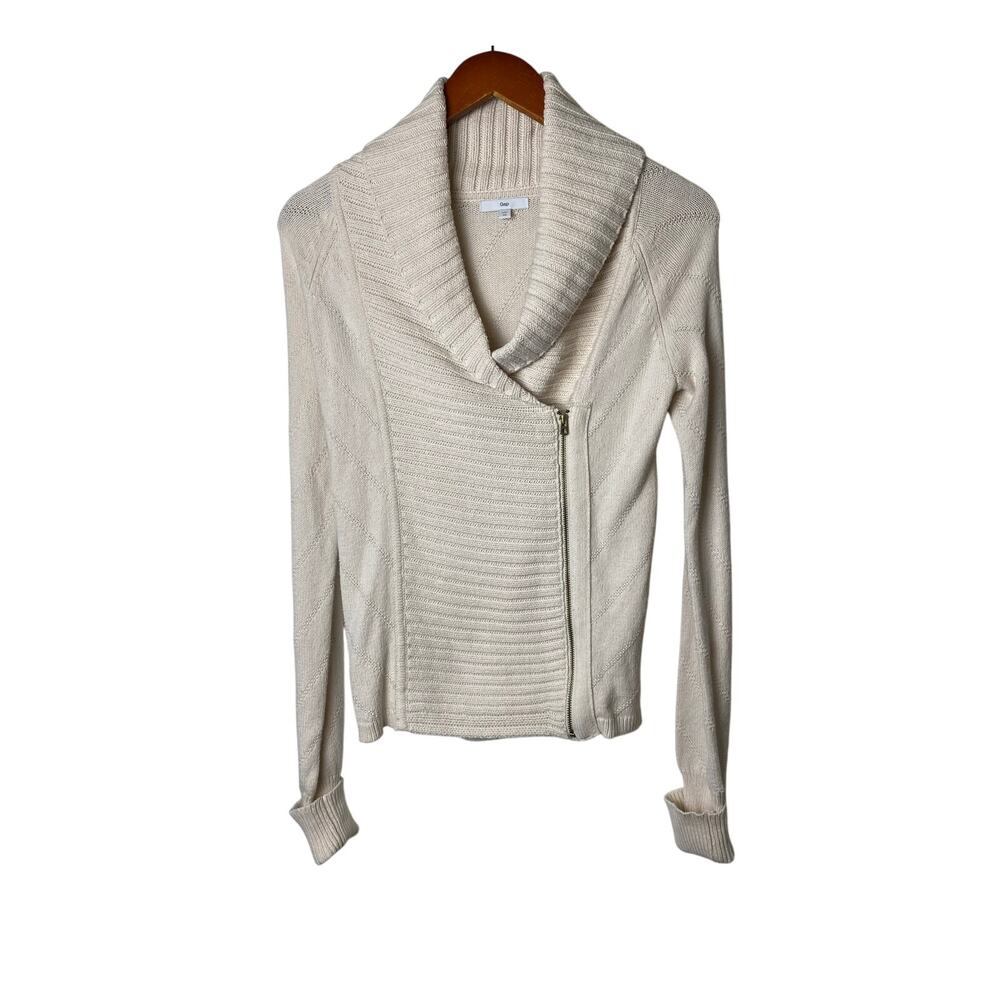 Gap Cream Open Chunky Knit Moto Jacket Zipper Closure Women's Size X-Small